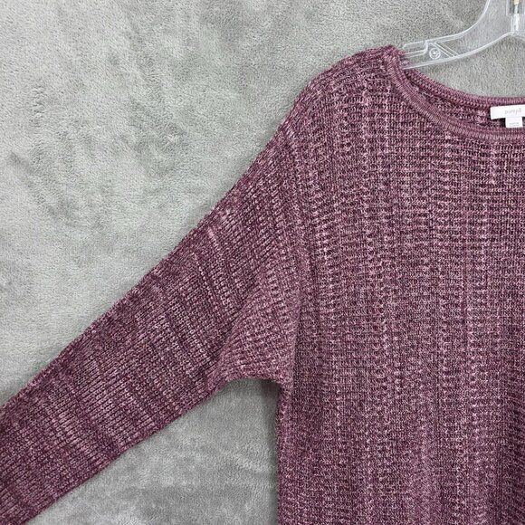 Pure Jill Sweater S Purple Red Heathered Step Hem Dolman Sleeve Open Knit Comfy - Picture 3 of 9